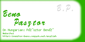 beno pasztor business card